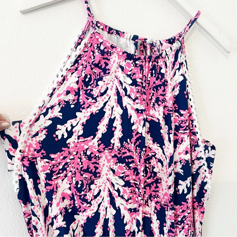 Lilly Pulitzer Blue and Pink Tie-Dye Jumpsuit with High Neckline - Picture 4 of 7
